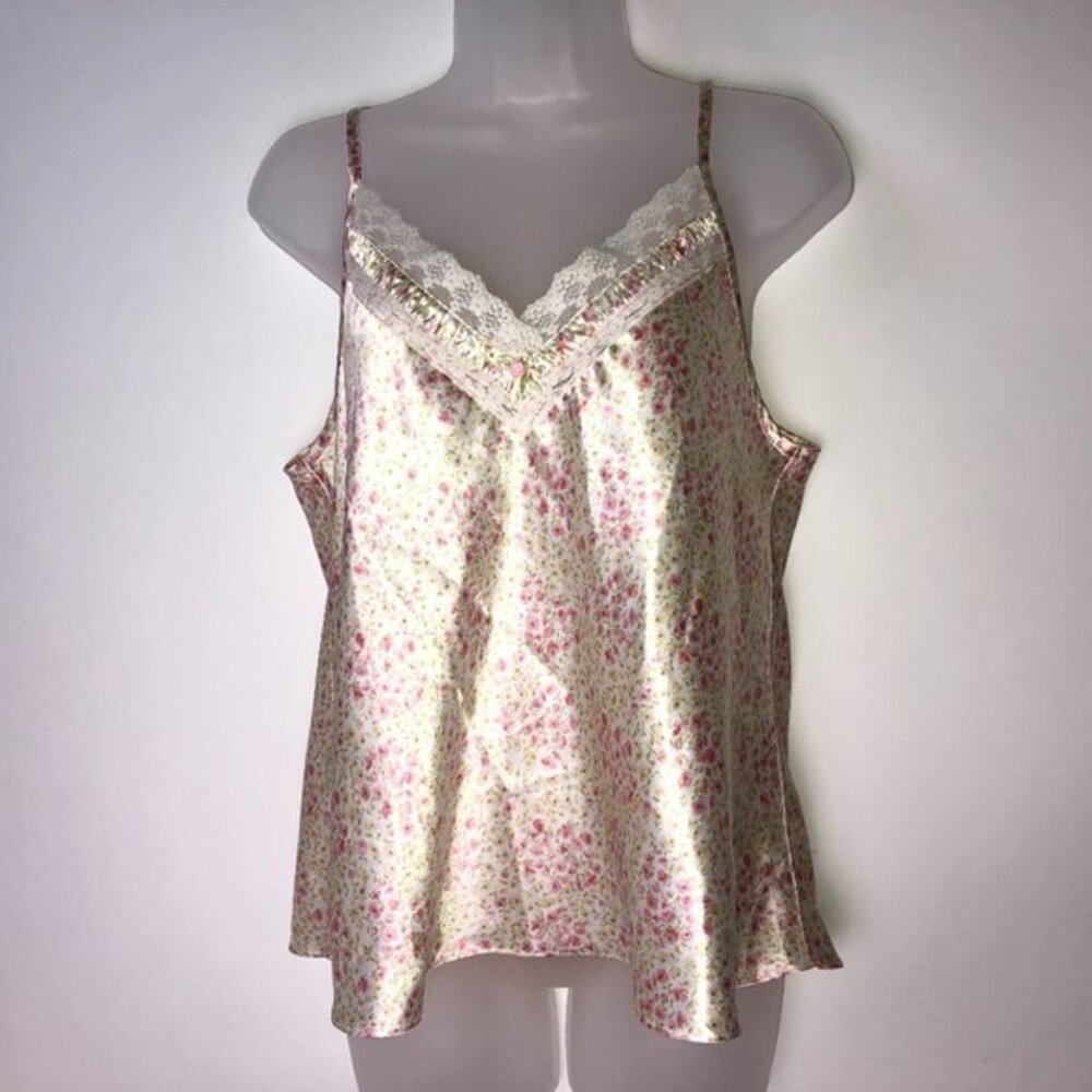 Oscar de la Renta Lingerie Chemise White with Roses Medium